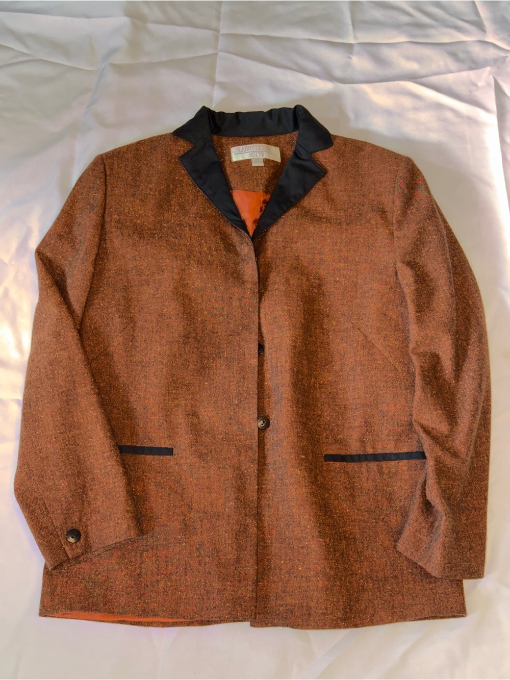 Vintage Larry Levine Brown Textured Blazer Suit Jacket, & Skirt Size 14